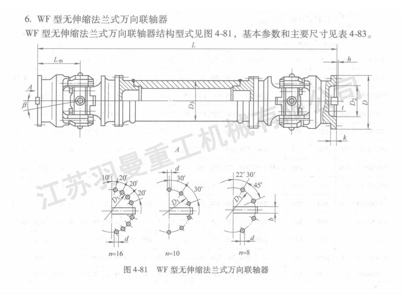 WF型無伸縮法蘭式萬向聯(lián)軸器